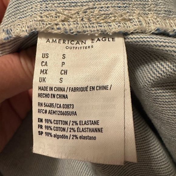 American Eagle Blue White Pinstripe Button Front Mini Dress size Small Y2K - Picture 6 of 10